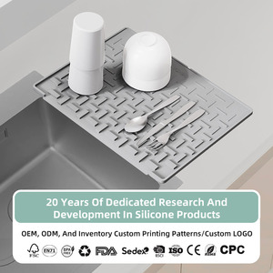 Soft <b>Silicone</b> Eco-Friendly Countertop Slope Drain <b>Mat</b> Anti-Scalding Heat-Insulating Non-Slip Chopping Board <b>Mat</b> - Product Image 1
