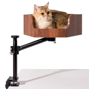 سرير قطط قابل لتعديل الارتفاع مع أرفف آمنة وإطار معدني لمحبي القطط، مكتب خشبي - Product Image 2