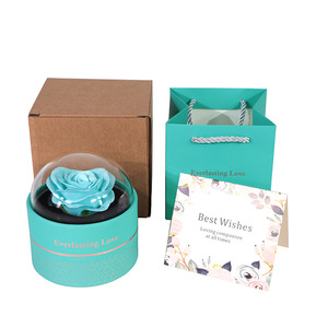 Scatola regalo di rosa eterno e conservato in acrilico anello con collana rotonda orecchino con <span class=keywords><strong>fiore</strong></span> di rosa confezione regalo mamma giorno di san valentino 2025 regalo - Product Image 2