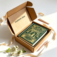 Coffret Cadeau Journal Personnalisé Vintage à Couverture Rigide Gaufrée avec Impression Feuille d'Or Antique et Boîte d'Emballage Kraft Marque Privée