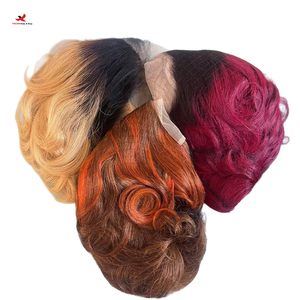 Perruques en dentelle frontale 13x4 Pixie Straight de qualité supérieure, promotion de réduction mixte, vente en gros de perruques brésiliennes, perruques 100% cheveux humains - Product Image 1