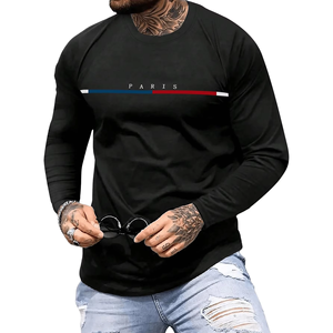 T-shirt a manica lunga con stampa a stile caldo stile Paris Plus Size da uomo ampia girocollo Oversize stampa Hop - Product Image 6