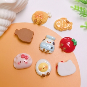 New Creative 100Pcs Mini Dessert Resin Charms Flatback Food Cabochon Beer Duck Chicken Cookies Milk Egg <strong>Craft</strong> for Jewelry Making - Product Image 4