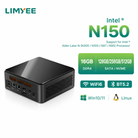 Pabrik LIMYEE OEM N150 Mini PC Intel Alder Lake Tiga Layar 2LAN DDR4 RAM Win10/11/Linux Desktop Barebone Mini PC Kustom