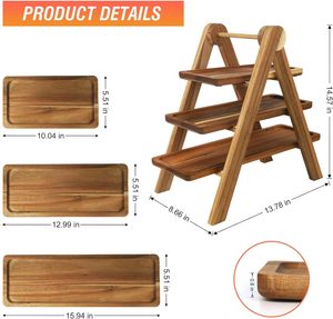 Bandeja de madera de 3 niveles para servir en granja rústica, bandeja de madera para postres, estante de exhibición para pasteles, soporte para cupcakes de tres niveles, Torre - Product Image 2