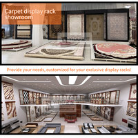 Eco Friendly Retail Stand for Rugs Featuring Textile Fabric Shelves and Portable Trade Show Structure