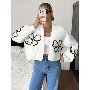 Floral Applique <b>Balloon</b> Sleeve <b>Cardigan</b> Apricot Women's <b>Cardigan</b> - Product Image 5
