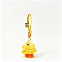 Porte-clés en peluche canard mignon au design anime, avec anneau de bain, cordon tressé, mousqueton, breloque de sac, pendentif de sac à dos, cadeau