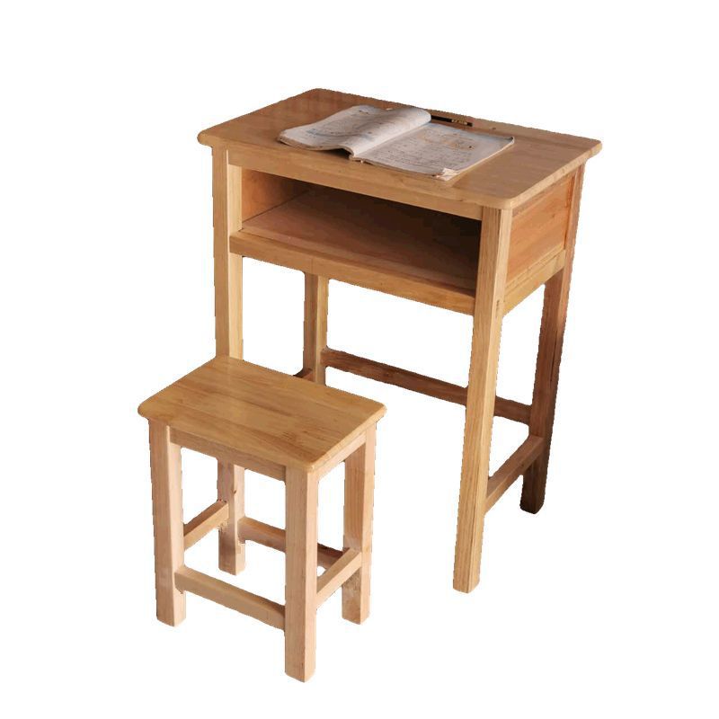 Table et tabouret en bois d'hévéa simple