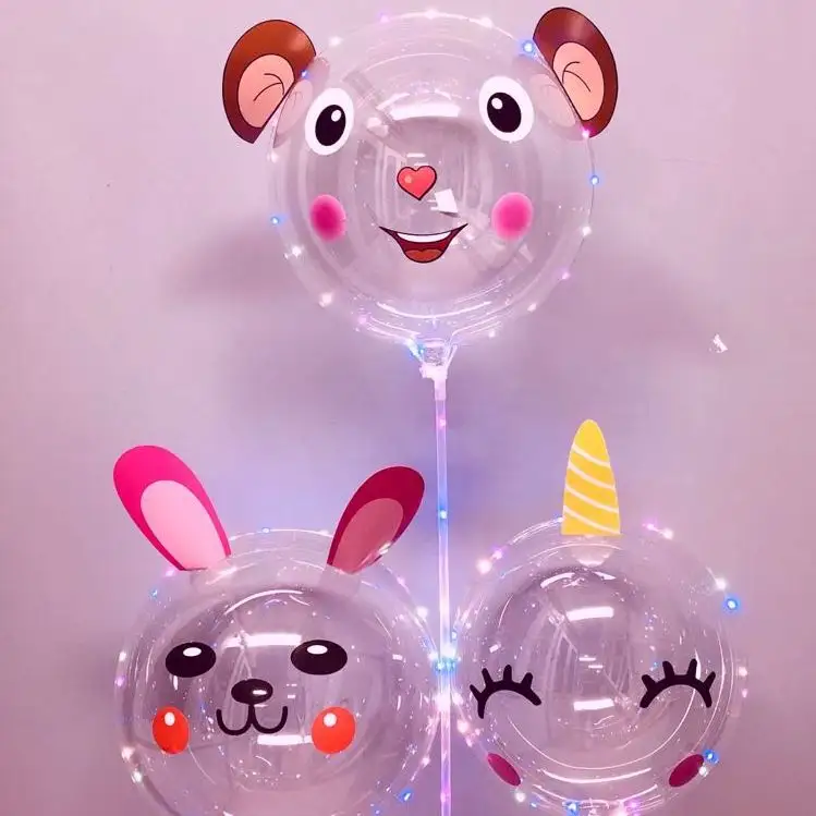 Goedkope Cartoon Bobo Ballon 24 Inch Led Bobo Ballonnen Lichten Op Voor Kerst Bruiloftsfeest Decoratie Globos Met Stokken