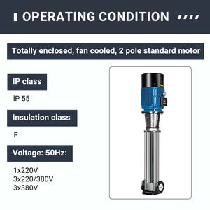 Pompe centrifuge multi-étages verticale à 2 pôles CNP CDMF Series Ip 55 Tefc pour systèmes d'alimentation en eau et systèmes de lutte contre l'incendie - Product Image 4