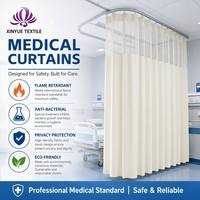 Rideau de séparation médical en polyester antibactérien et ignifuge avec dessus en maille pour l'intimité et un ombrage élevé sur rail