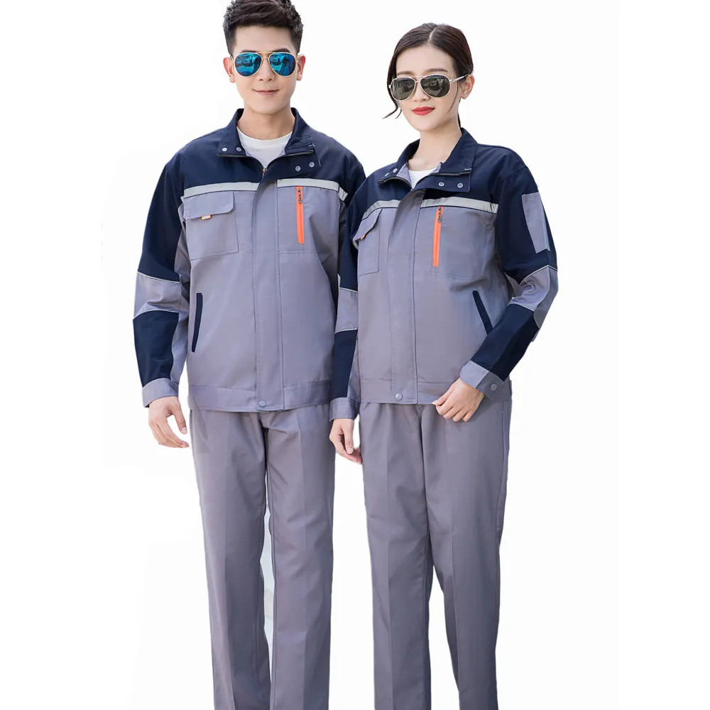 Baju Kerja Pria dan Wanita, Pakaian Kerja Poliester Katun Disesuaikan Pakaian Keselamatan Industri