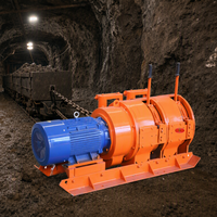 Treuil de raclage minier industriel avec système à double tambour et moteur télécommandé pour les opérations de raclage de minerai souterrain