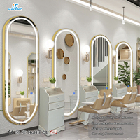 Cermin Dinding LED Pintar Modern dengan Sensor Sentuh, Dapat Diredupkan, Anti Ledakan, Bingkai Logam, untuk Hotel, Salon Kecantikan, dan Salon Rambut