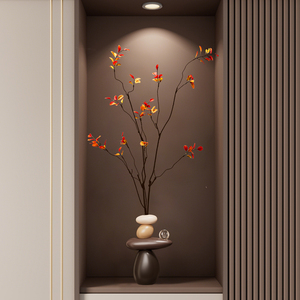 Jarrón de Cerámica con Diseño de Ramas de Caqui Falsas, Estilo Moderno, para Decoración de Entrada, Sala de Estar o Nicho - Product Image 5