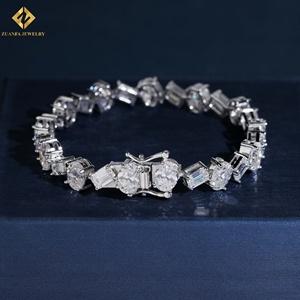Moissanite Tennis Bracelet 925 Silver Rhodium Plated Oval Cut Claw Setting Women's Classic Bracelet <b>Emerald</b> Cut Simple Jewelry - Product Image 3