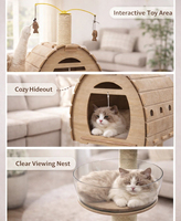 Arbre à chat de luxe personnalisé, écologique, multi-niveaux, en bois et sisal, avec maisonnette et condo moderne, facile à assembler