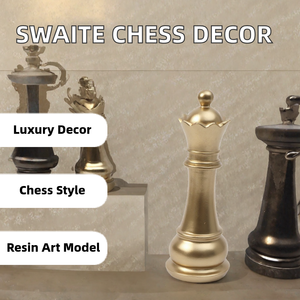 SWAITE Esculturas de Resina Creativas para el Hogar, Piezas de Ajedrez Rey y Reina de Lujo, Figuras para Vinoteca, Caballos de Guerra - Product Image 2