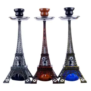 Tour Eiffel de 40CM de hauteur, narguilé Portable, 2 tuyaux, en alliage de Zinc métallique bon marché, fournitures de Bar pour chicha