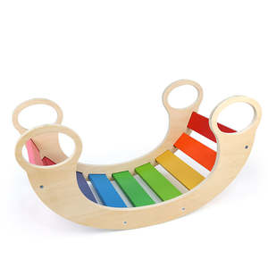 Sedia a dondolo multifunzionale in legno per bambini arcobaleno arrampicata allenamento fisico interattivo scuola materna <span class=keywords><strong>educazione</strong></span> precoce - Product Image 4