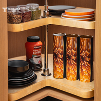 Diseño Moderno de Gabinetes de Cocina de Madera Maciza y Metal con Almacenamiento Lazy Susan, Impermeables y Ecológicos para Cocina