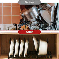 Organisateur de casseroles multifonctionnel Support extensible pour couvercle de casseroles avec 10 compartiments réglables pour armoire de cuisine