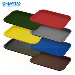 Heavybao Different Color Non-slip Rectangular Plastic Fast Food <strong>Snacks</strong> Serving <strong>Trays</strong> for Restaurant - Product Image 6