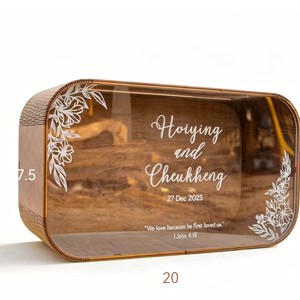 Wooden <b>Wedding</b> <b>Card</b> <b>Box</b> 20x12x7.5cm Personalized Gift <b>Box</b> For <b>Wedding</b> Reception - Product Image 3