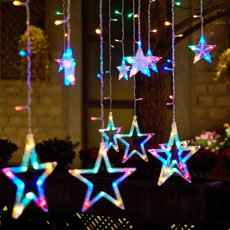 Luci natalizie Fairy Ramadan Diwali Light Luces De Navidad Window Star Moon Led Curtain String Light per la decorazione natalizia