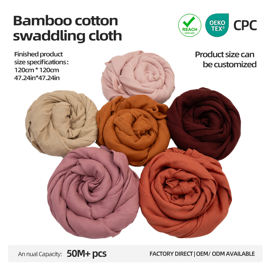 SEVDO Safety Certified Geometric Knitted Baby Swaddle 47x47" Antibacterial Bamboo Fiber Cotton Air-permeable Swaddle Blanket