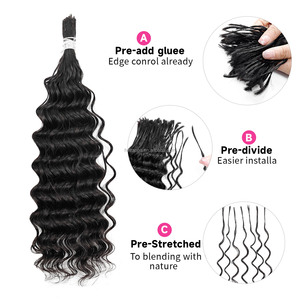 ANNA 18 pouces Deep Wave pré-divisé cheveux humains en vrac Boho Crochet tressage faisceaux <span class=keywords><strong>de</strong></span> cheveux pour Boho tresses Locs - Product Image 3