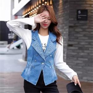 Últimos Modelos de Chalecos Vaqueros sin Mangas con Cuentas y un Solo Botón para Mujer - Product Image 3