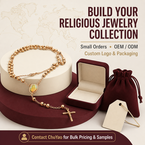 Collar de Rosario ChuYao de San Judas y la <span class=keywords><strong>Virgen</strong></span> María, Chapado en Oro de 14K con Circones, Joyería Religiosa de Moda, Venta al por Mayor - Product Image 1