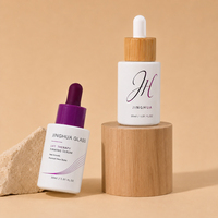 Botol Serum Kemasan Custom Logo/Printing 30ml, Botol Minyak Rambut Kaca Putih dengan Tutup Pipet Bambu, Tersedia