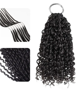Extensiones de Cabello Humano Virgen sin Procesar, Pre-enlazadas, Rizadas Pixie, de Dos Hilos, Tipo Pluma, para Crochet, sin <span class=keywords><strong>Punta</strong></span>, al por Mayor - Product Image 4