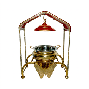Brass Modern <b>Butterfly</b> Design Chafing Dish Gold-Plated Lid Lid Holder 4/6/8L Capacity Luxury Table <b>Top</b> for Catering Hotels - Product Image 1