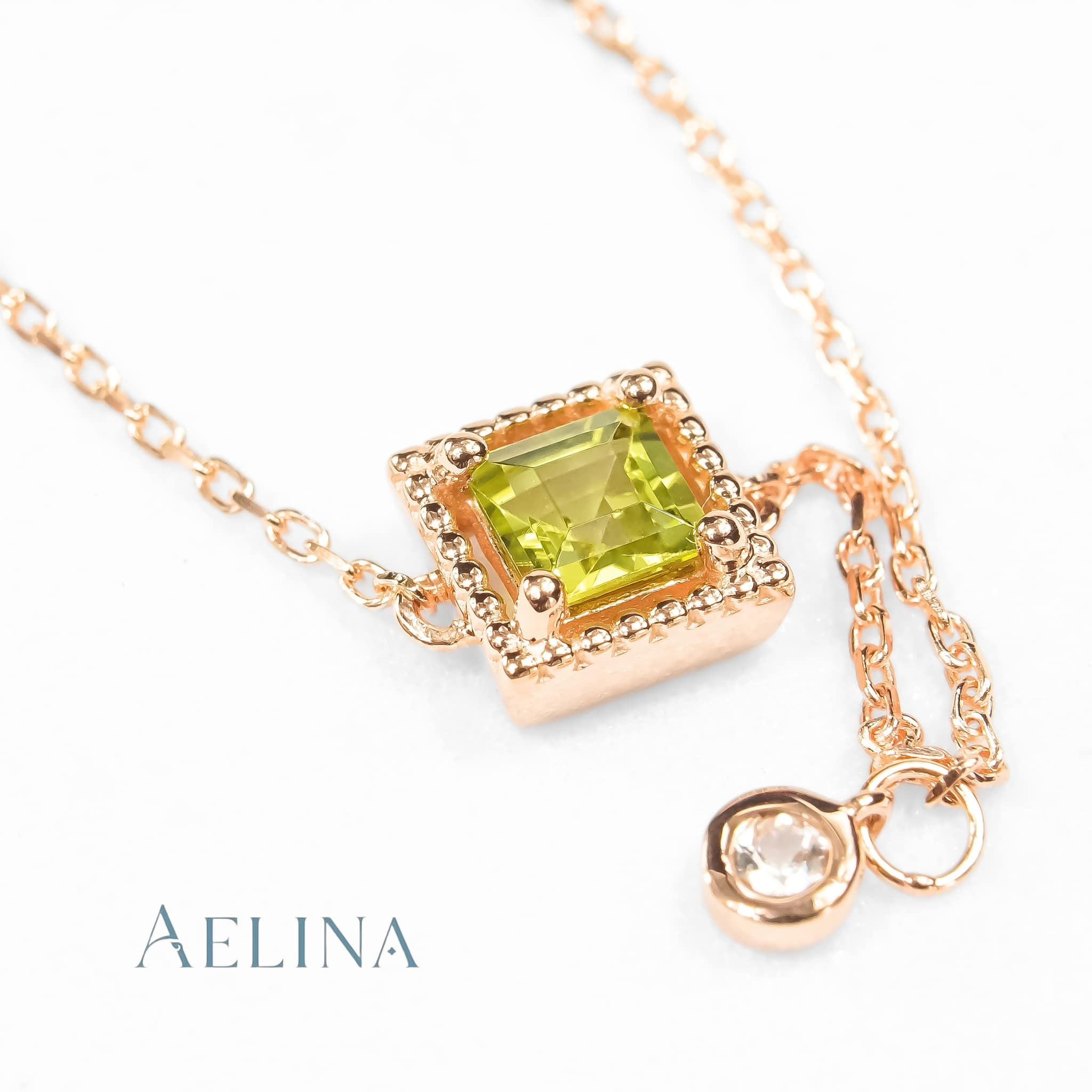 Peridot(SQ.) and White sapphire(RD.)