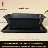 Pot Bunga Resin Persegi Panjang dengan Alas Gaya Cina Tradisional untuk Taman & Penggunaan di Luar Ruangan & Rumah