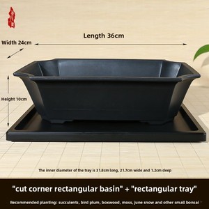Maceta <span class=keywords><strong>Rectangular</strong></span> de <span class=keywords><strong>Resina</strong></span> con Base, Estilo Chino Tradicional, para Jardín, Patio y Hogar - Product Image 2