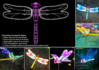 Lumière LED libellule flottante avec ailes mobiles pour jardin extérieur pelouse parc à thème Halloween décoration paysage éclairage