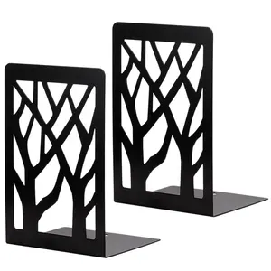 Custom Laser Cutting Office School Desk Bookshelf Decorative Black Books stand Metal Bookends for home decor