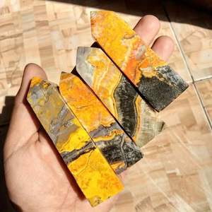 Venta al por mayor: Varita de piedra curativa pulida a mano, Torre de cristal de jaspe Bumble Bee, Obelisco de jaspe, Colección de especímenes minerales - Product Image 4