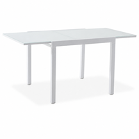 Table à manger extensible en aluminium avec plateau en verre, table de jardin extérieure, mécanisme d'extension 90-160 cm