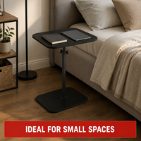Table d'appoint portable pour ordinateur portable, réglable en hauteur, plateau en MDF, base en métal, pour canapé, bureau à domicile, bureau debout