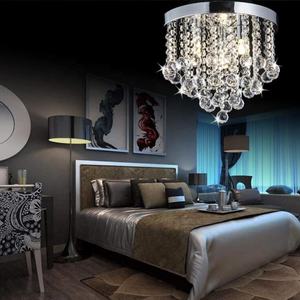 Lámpara colgante moderna para decoración del hogar, dormitorio empotrado, plata, acero inoxidable, decoración redonda de lujo, lámpara de techo de cristal para sala de estar - Product Image 5