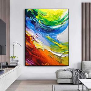 Décoration d'intérieur, grand tableau mural en toile, art abstrait coloré, peinture à l'huile texturée, peinture faite à la main, décoration murale - Product Image 3