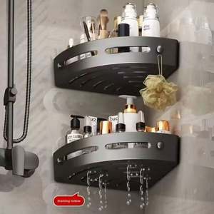 Wall-Mounted <b>Shower</b> Organizer Corner Bath Shelf Without Drilling for Bathroom Kitchen Use Triangle Frame - Product Image 2