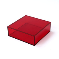 Boîte en acrylique rouge Boîte de rangement en acrylique rouge transparente personnalisée Boîte en acrylique de couleur rouge Vitrine Plateau en lucite rouge