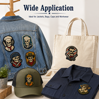 Parche Táctico Personalizado para Ropa de Trabajo, Diseño Retro de Esqueleto, Insignia Bordada para Construcción, Chef, Mecánico, Venta al Por Mayor